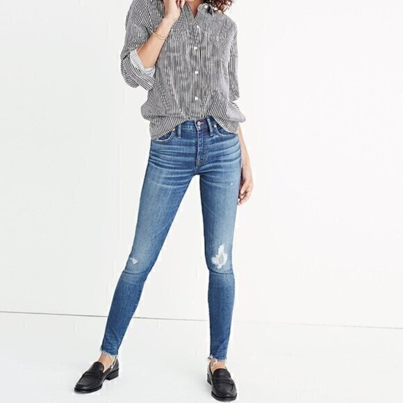 Madewell 9" High-Rise Skinny Jeans in Allegra Wash: Rip and Repair Edition - Picture 1 of 13